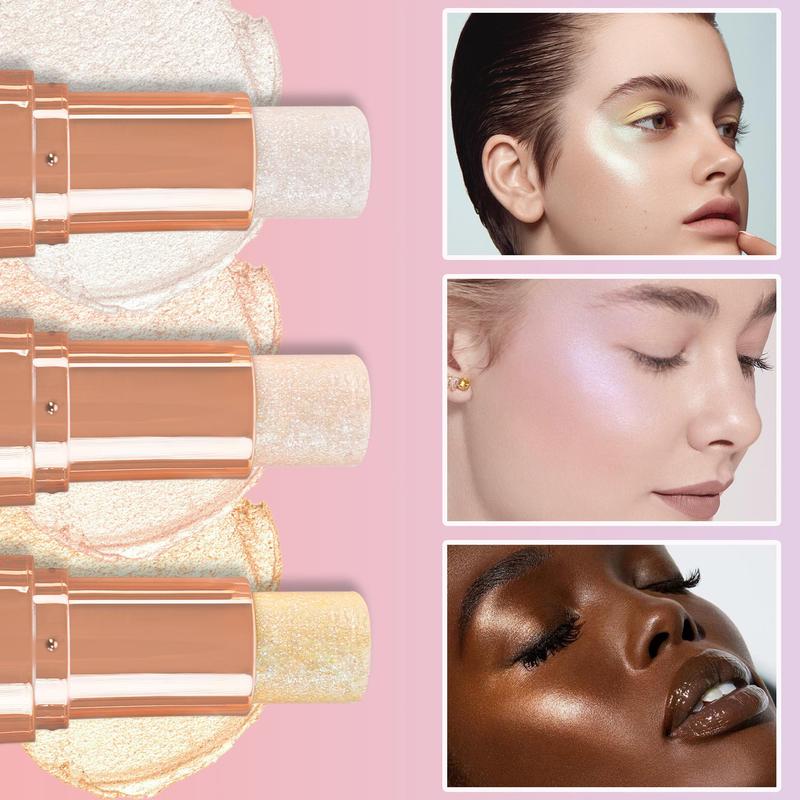 Product Introduction of Highlighter Stick, 3 Counts/set Long Lasting Shimmering Highlighter Stick, Multifunctional Highlighter for Eye Face Body, Makeup Accessories 4