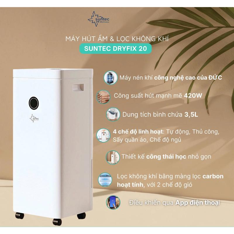 Máy hút ẩm hỗ trợ lọc không khí Đức Suntec Wellness Dryfix 20 - Bảo Hành 24 Tháng 1