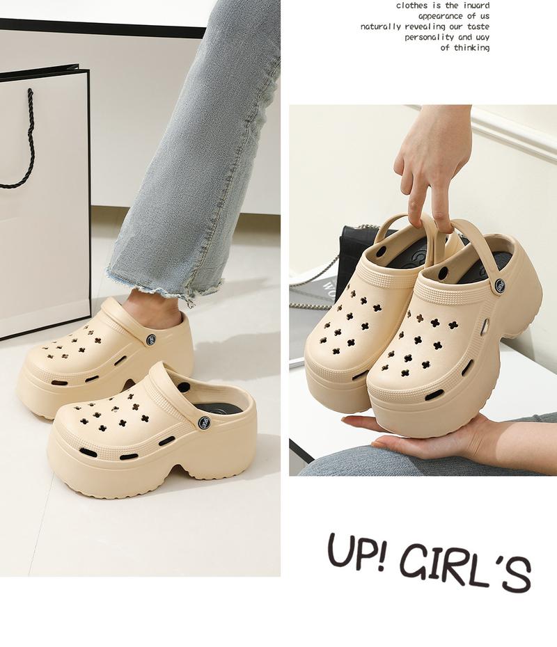 Product Introduction of Thick soled perforated shoes for women wearing slippers, summer home shoes for women, couple EVA slippers, cool slippers for women 12