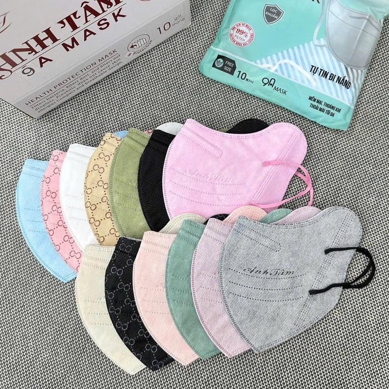  Khẩu trang 9A mask Anh Tâm form to rộng chống nắng toàn diện kháng khuẩn lọc bụi phụ kiện thời trang khautrang Che Mặt - 100 chiếc uv khẩu  trang  che  kín  mặt khau chong nang 