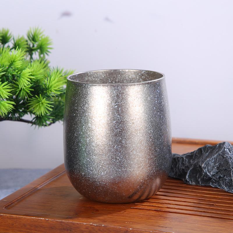 Product Introduction of New Titanium Bottle Double Layer Egg Shell Cup Big Belly Egg Cup Household Heat Insulation Light Luxury Beer Steins U-Cup Bra Pure Titanium Water Cup Tumbler Mug Reusable 8
