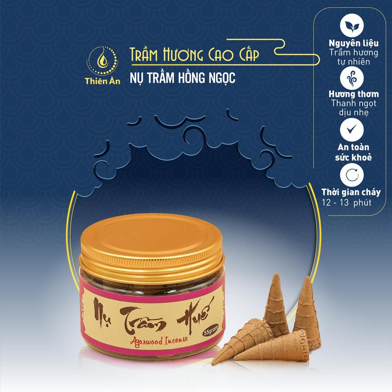 Hồng Ngọc Trầm Hương Kỳ Nam Anh - Hộp nụ trầm 30 viên - Loại phổ thông Dầu Thơm Phòng Nước Hoa