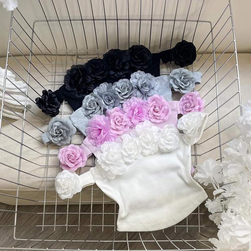 ÁO TRỄ VAI CROPTOP KẾT HOA ( trắng đen )   MÚT ĐỆM V1 cá tính thời trang cho mùa hè