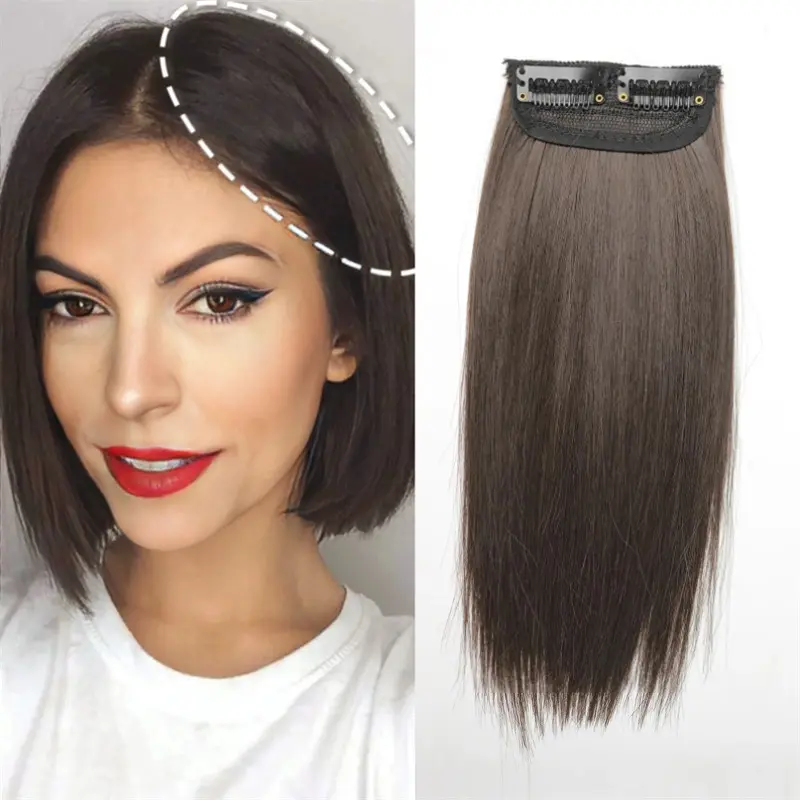 Fluffy Seamless Invisible Hairpieces Patch Women Girls, Synthetic Straight Hair Piece Pads, Increase Sides Head Wig Thickened Pad Hair Roots