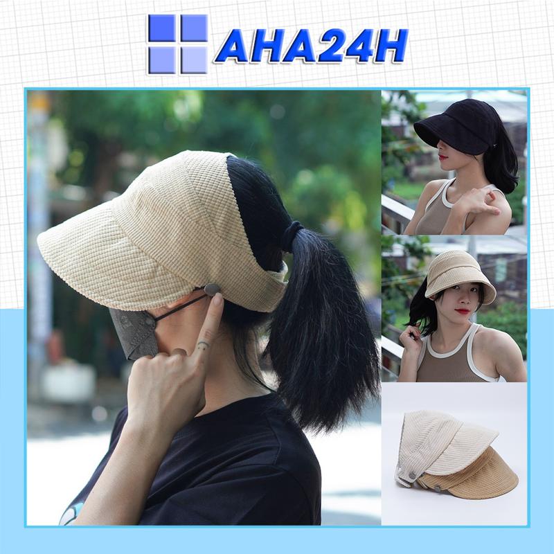 Mũ bucket khoét nửa đầu dáng lưỡi trai chống nắng thời trang nam nữ AH1813 Nón