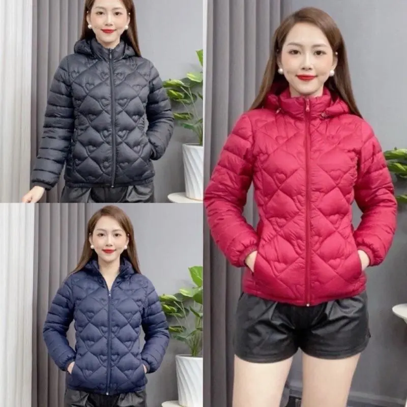 Áo khoác phao lông vũ siêu nhẹ hoạ tiết trai tim trần bông 3 lớp đỏ đen xanh hồng form vừa tôn dáng, Áo phao nữ đẹp, Áo khoác nữ giữ nhiệt lông vũ ấm áp mùa đông chống rét, SU LYLY