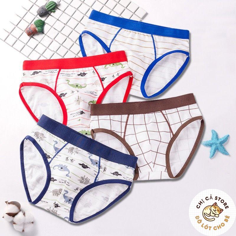 set 4 quần lót trẻ em nam Quần ship tam giác bé trai size đại sịp cho bé từ 9-43kg -QTT01