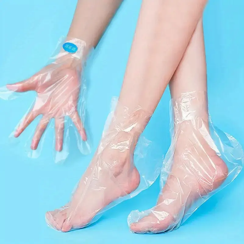 Bộ Mặt Nạ Tay & Chân Dùng Một Lần 400 Chiếc, Dưỡng Ẩm, Chống Nứt Nẻ, Nắp Chăm Sóc Bằng Nhựa Trong Suốt, Có Miếng Dán Dính Màu Xanh Dương, Thích Hợp Cho Phương Pháp Điều Trị Chất Lượng Spa Tại Nhà