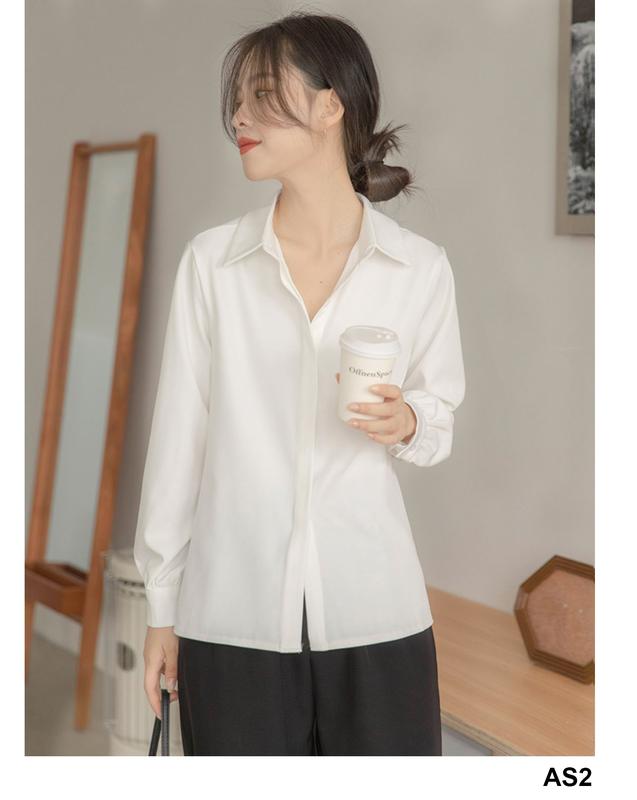 Áo Sơ Mi Trắng Nữ Công Sở Chất Vải Cotton Không Nhăn, Form Suông [AS2] 3