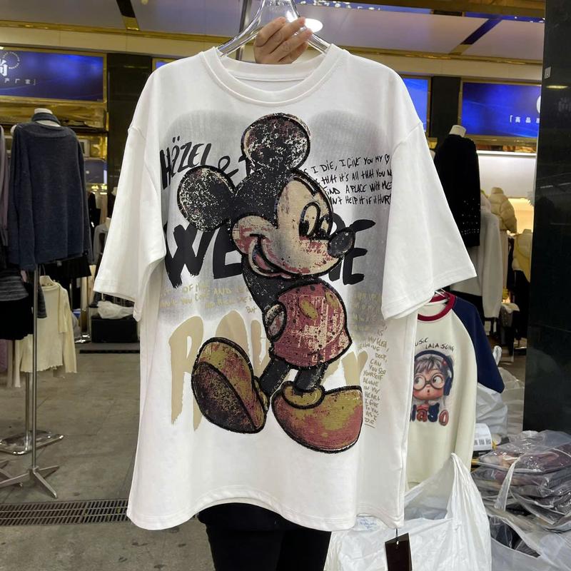 Áo Thun Phông Nữ Nam Tay Lỡ Form To Rộng Chất cotton su in Hình Mickey DOREMON - Cổ Tròn 1