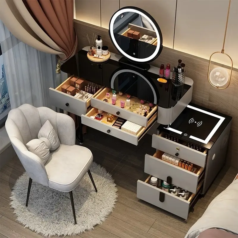 [L] Bộ sản phẩm bàn trang điểm thông minh kích thước 80cm nhỏ gọn M05 bàn _ bànphấn nh vanity màu hồng bền 2