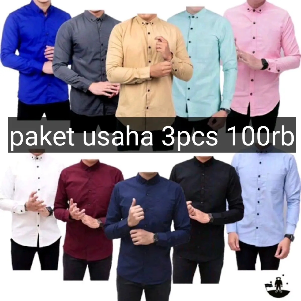 Paket Usaha 3 Pcs 100rbu Kemeja Polos Pria Baju Cowok Murah Atasan Lengan Panjang Santai Formal Casual  Distro  Hitam Kantor Putih Kerja Slim Fit M Blue Shirts Hem Navy