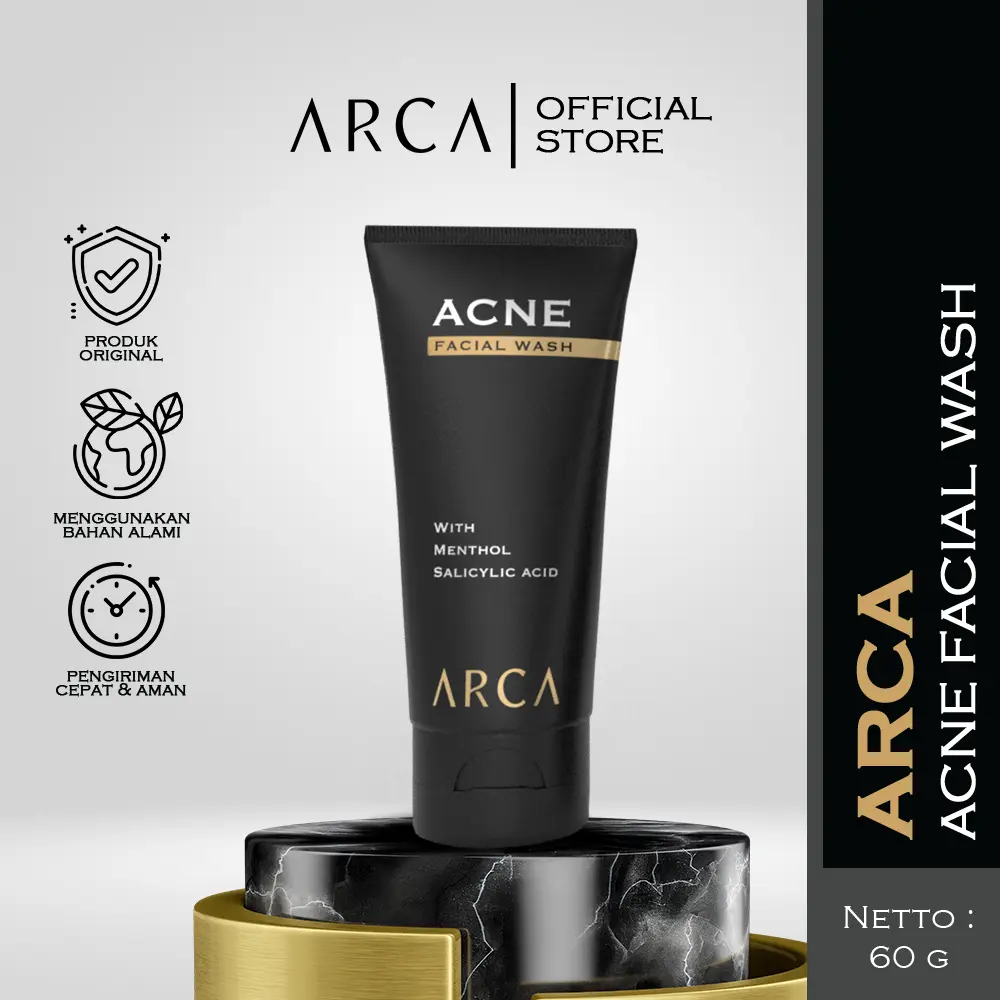 Arca Acne Facial Wash 60gr - Sabun Cuci Muka Pria Berjerawat