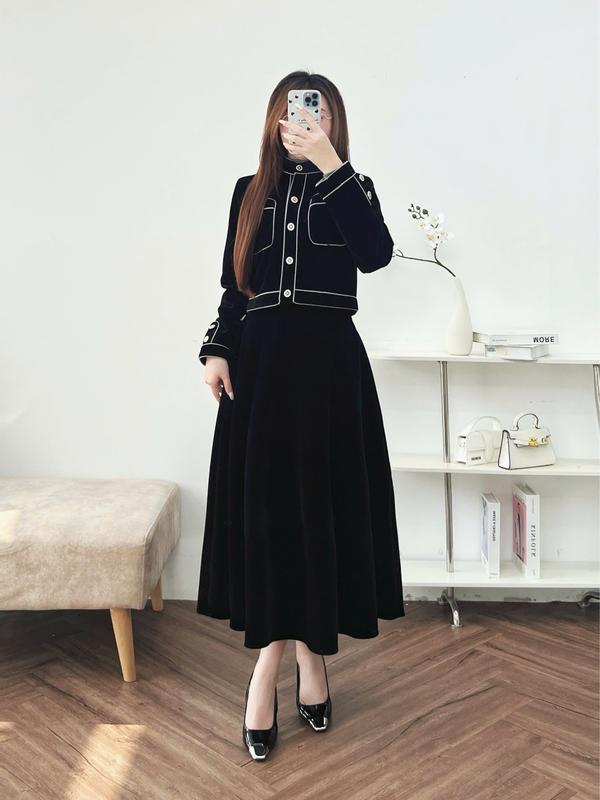 Chân Váy Nữ CCHAT Dáng Xoè Hoạ Tiết Hoa Tuylip Chất Gấm 24CDB5002XT