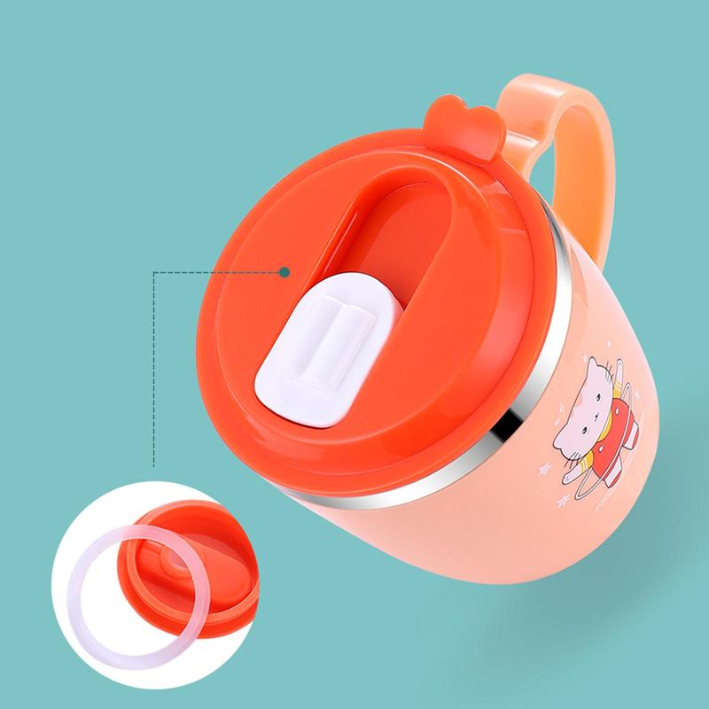 Product Introduction of Cute Cartoon Animal Pattern Stainless Steel Mug, 1 Count 250ml Drinking Cup with Straw, Household Water Cup for Home School Outdoor, Household Kitchen Products 6