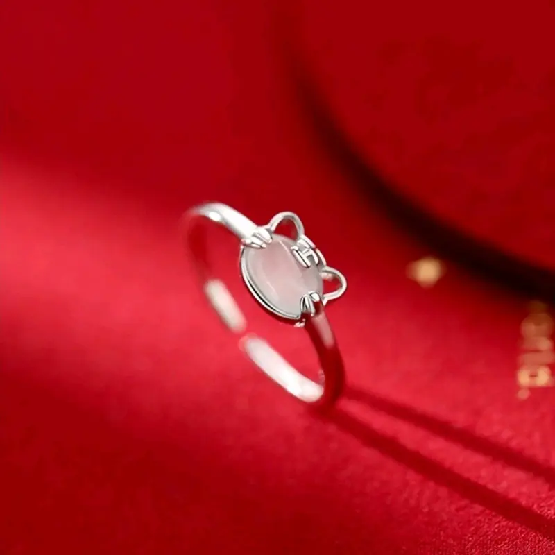 Nhẫn nữ gắn mặt đá xinh xắn thiết kế hở có thể điều chỉnh size 2