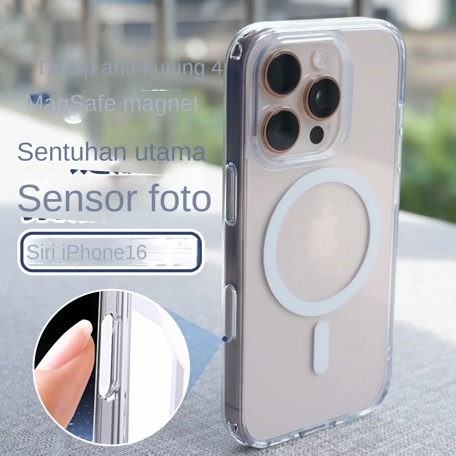 Applicable to Phone16 Magnetic Suction Phone Case Photo Button Magsafe16pro Protective Case 16 Transparent Case