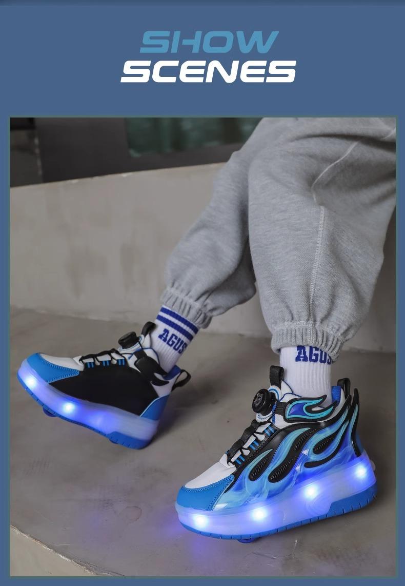 Product Introduction of In Stock Children's Heelys Detachable Skate Shoes Boys and Girls Roller Skates Heelys Boys 2024 New Summer Children's Pulley Sneaker Skates Double Wheel Breathable Walking Shoes Boys 12
