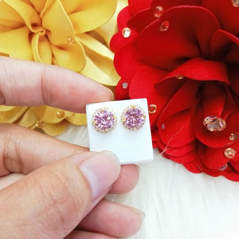 Bông Tai Mẫu 1 Hột Màu 6 Ly Đồng Vàng Màu Vàng Sài Gòn 610 Phụ kiện Nữ 5