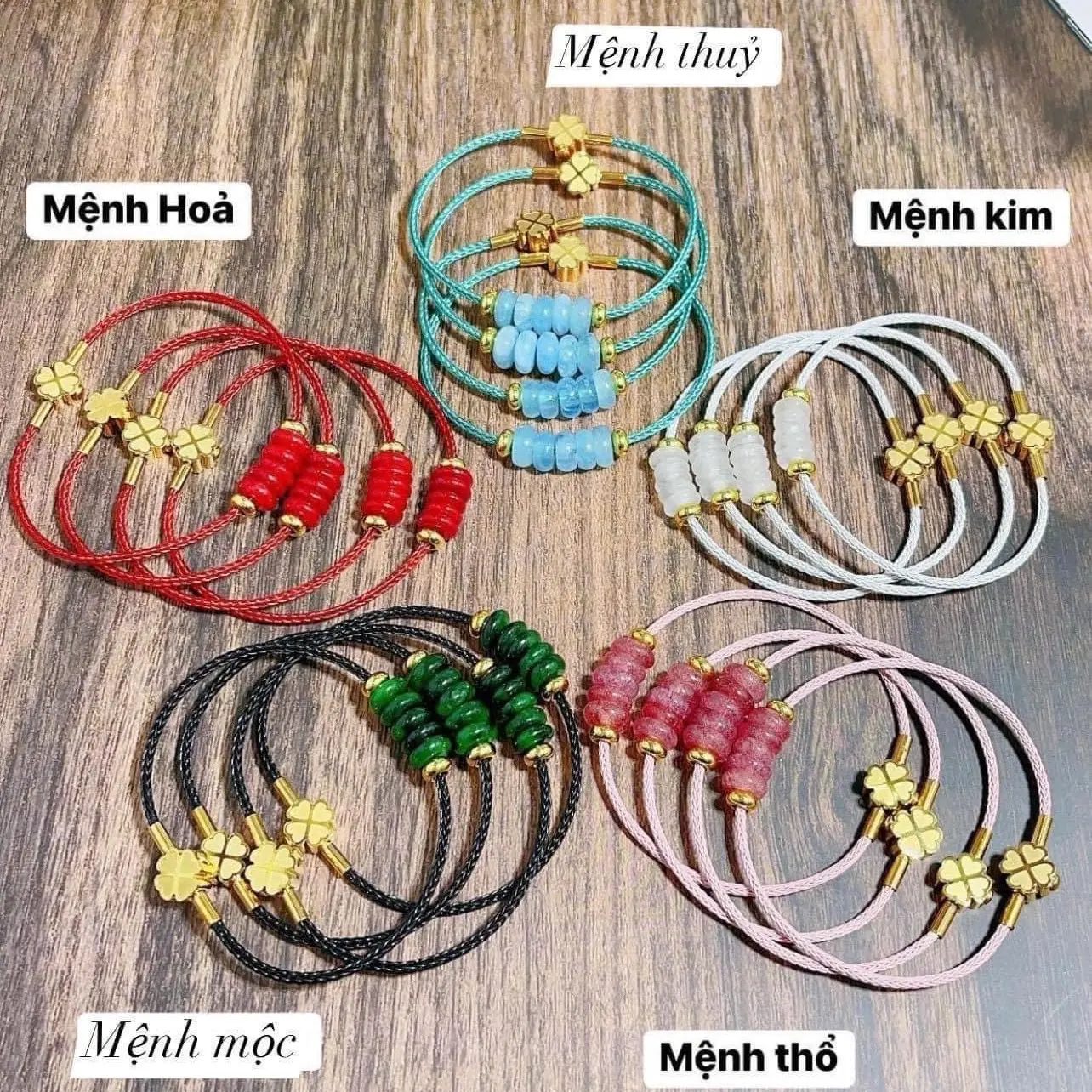Vòng tay dây cáp mix ngũ điếu chốt chặn siêu xinh