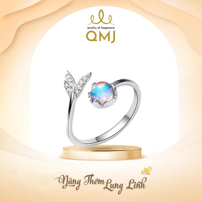 QMJ STORE GMV - Q33 Nhẫn bạc nữ NÀNG TIÊN CÁ thời trang phụ kiện trang sức bạc 925 cao cấp Q358(MÀU BẠC TRẮNG SANG - không xi kim)