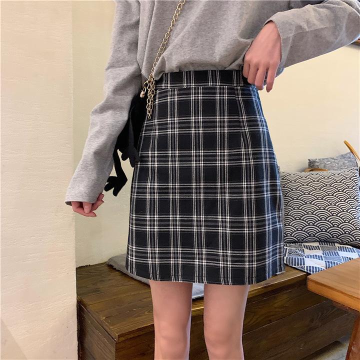 Product Introduction of Season Plaid Skirt Women's High Waist Trendy Women's Students' Skirt Package Hip Skirt 9