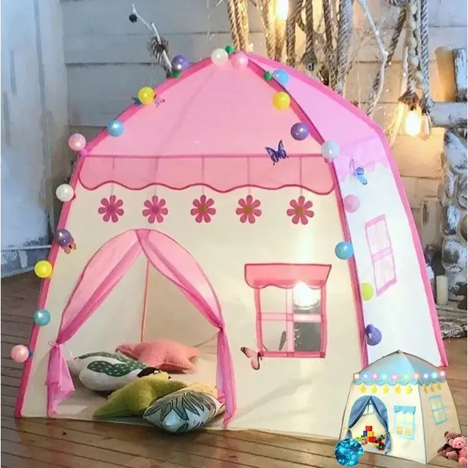khemah kanak2 Play Tent Castle Large Teepee Tent for Kids Princess Castle Play Tent Oxford Fabric Children Playhouse