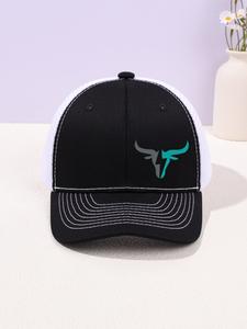 Gorra de béisbol unisex, diseño con estampado de cabeza de buey, estilo urbano de tela tejida, versátil para todas las estaciones, ajustable para hombres y mujeres