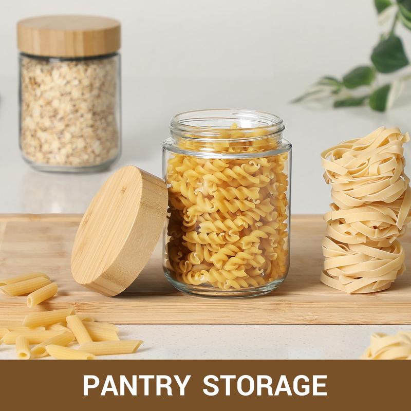 Glass Jar with Airtight Lid, 4 Counts/set Overnight Oats Salad Jar, Food Storage Container for Snacks Yogurt Spice Sugar 6