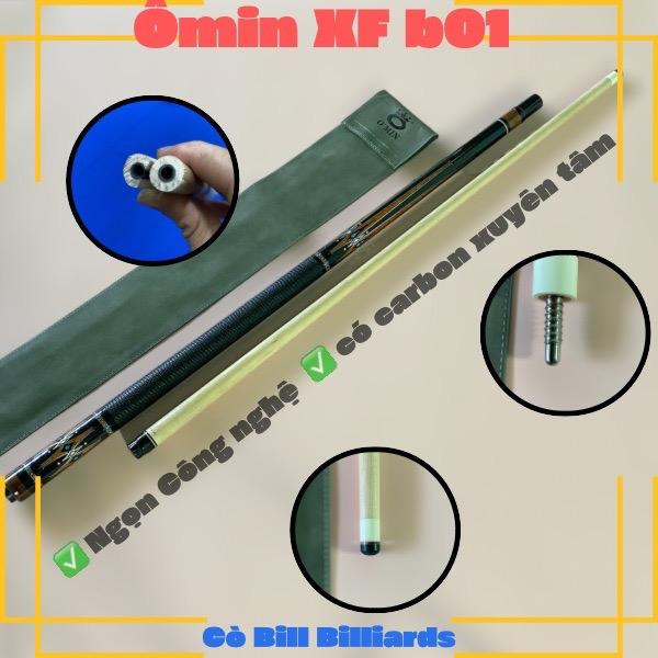Cơ bida lỗ Omin XF B01 - ngọn mộc công nghệ có carbon xuyên tâm dài 55cm ( tặng kèm 9 món phụ kiện + thay sẵn đầu sasaki japan và kính free ) Sport