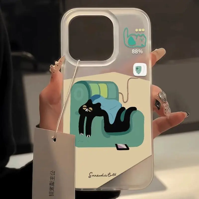 Lazy  suitable for  16PROMAX phone case iPhone 15 large hole 14 frosted 13 niche 12 cute