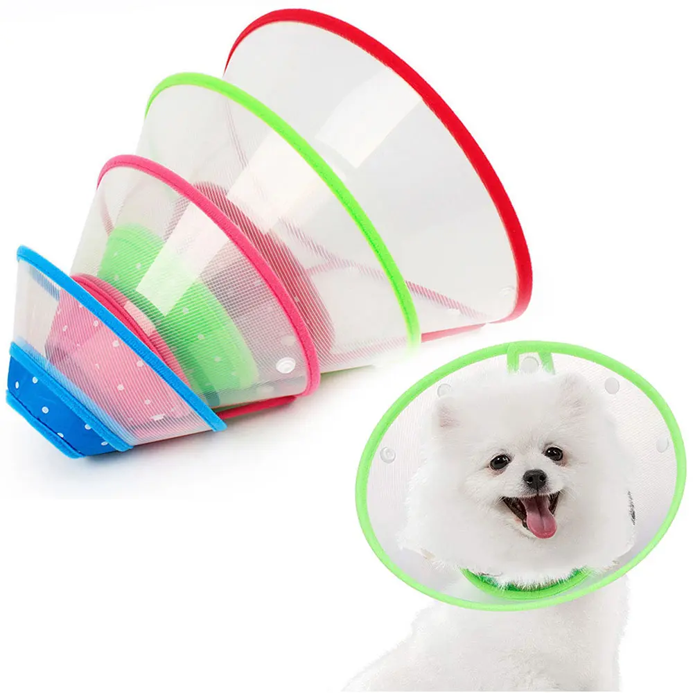 Pet Plastic Clear Cone Cat Recovery Cone Collar Adjustable Dog E-Collar Pet Protective Collar with Soft Edge Anti-Bite Anti-Lick cat  head