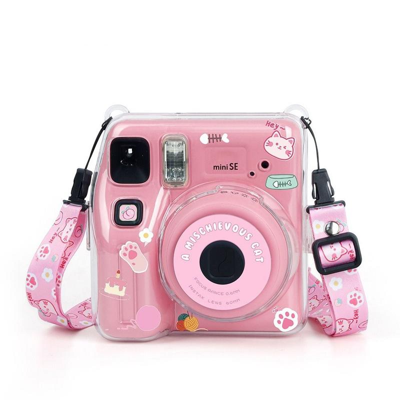 Product Introduction of New Sticker 3 in 1 Instant Camera Case with Shoulder Strap Transparent Protective Cover Shockproof Camera Bag for Fujifilm Instax mini SE 18