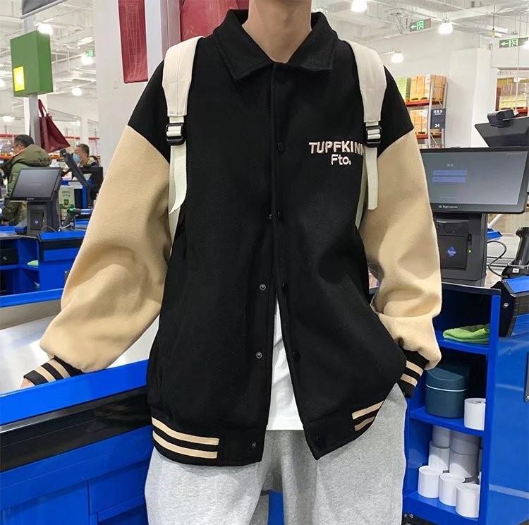 Áo khoác cổ bẻ nam chất nỉ Hàn quốc dày dặn form dưới 80kg kiểu dáng unisex phù hợp cho cả nam và nữ Menswear Tay Dài Ong Jacket Đen