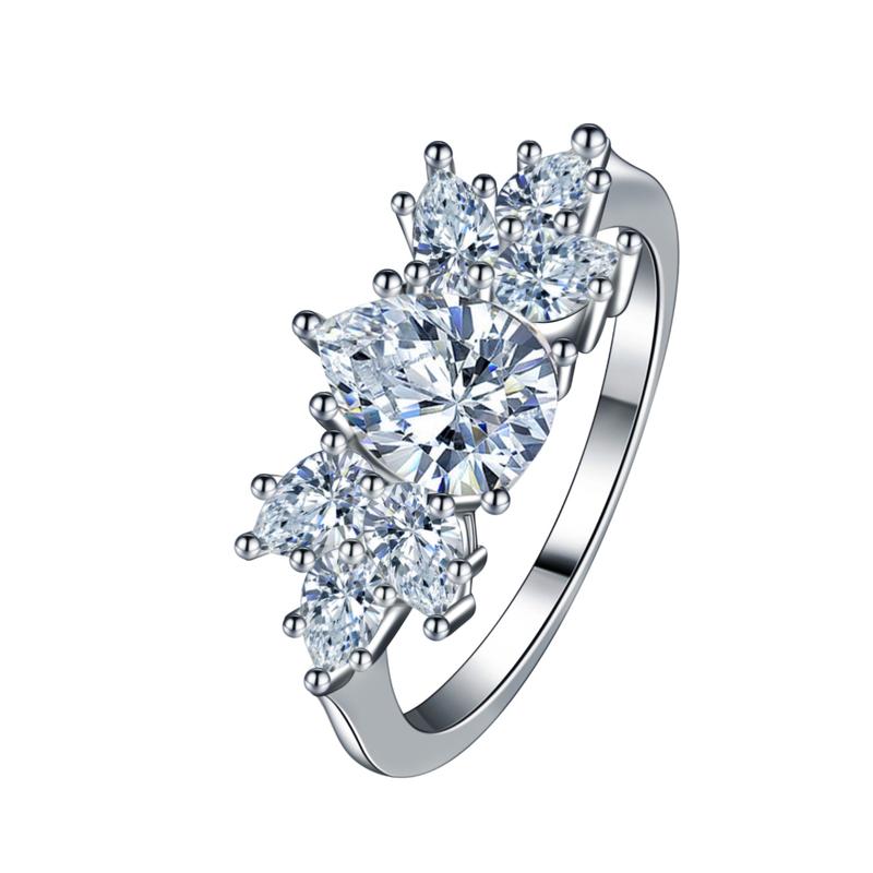 Product Introduction of Temperament Trend High-Grade Horse Eye Snowflake Ring Fashion Personality Brocade Bunch Pear-Shaped Ring Ring 1