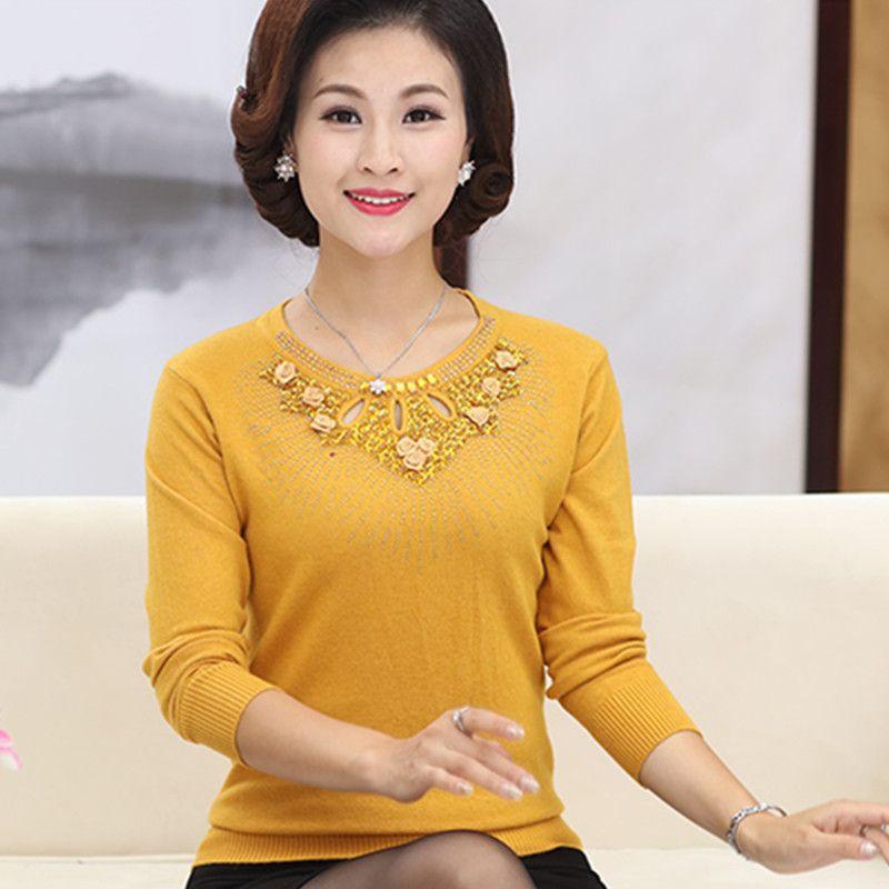 Product Introduction of Quần Áo Nữ Trung Niên Và Cao Tuổi, Thời Trang Hàng Đầu, Dát Kim Cương, Áo Lót Mùa Thu Và Mùa Đông, Áo Len Dệt Kim, Cho Tình Yêu Của Mẹ, Hàng Mới Về Top Women 8