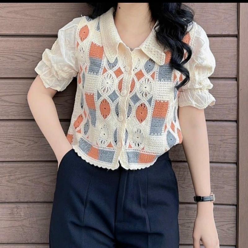 HOANGLANCLOTHING - Áo len ren cam hoạ tiết cổ.đức 0