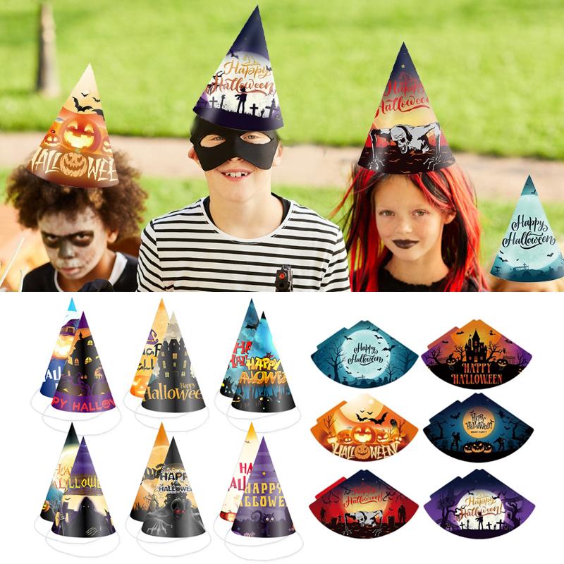 1/6PCS Unique Triangular Shape Hat Spooky Halloween Tricorn Hat ...