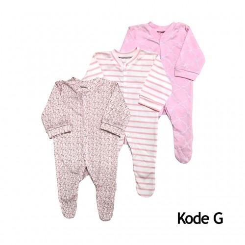 PROMO 5.5 | Sleepsuit Isi 3pcs / Baju Tidur Bayi Perempuan 3IN1 Import Cotton Newborn 6