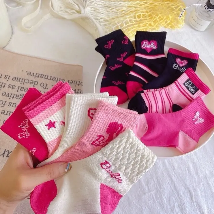 5 Pairs Socks Cute Set Meludy Cinamorol Kuromii Cartoon Children Middle Cut medyas Cotton Socks Girl sock