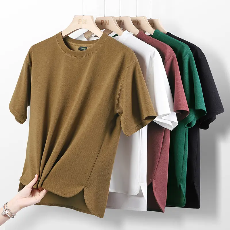 Short Sleeve Men's Solid Color round Neck All-Matching T-shirt Breathable Casual