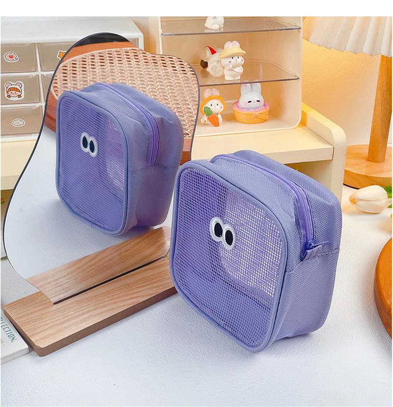 Product Introduction of Túi Đựng Mỹ Phẩm Lưới Trong Suốt, Màu Pastel Mới, Thiết Kế Mắt To Dễ Thương, Hộp Đựng Đồ Trang Điểm, Túi Trang Điểm Kawaii, Hộp Đựng Đồ Trang Điểm Cầm Tay, Túi Đựng Đồ Vệ Sinh Cá Nhân Nam Tim Bag Kem Da 16