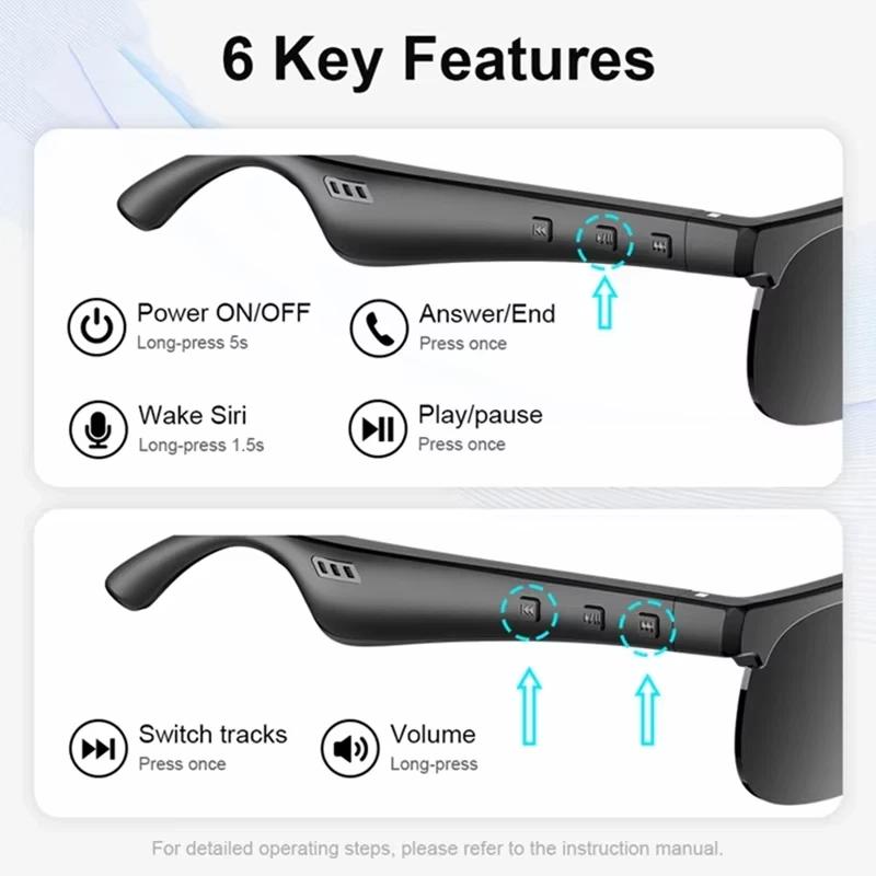 6K AI Smart Glasses Multifunctional Camera Bluetooth Call- Voice Assistant Music Player Translate Photochromic HD Glasses - Image 4