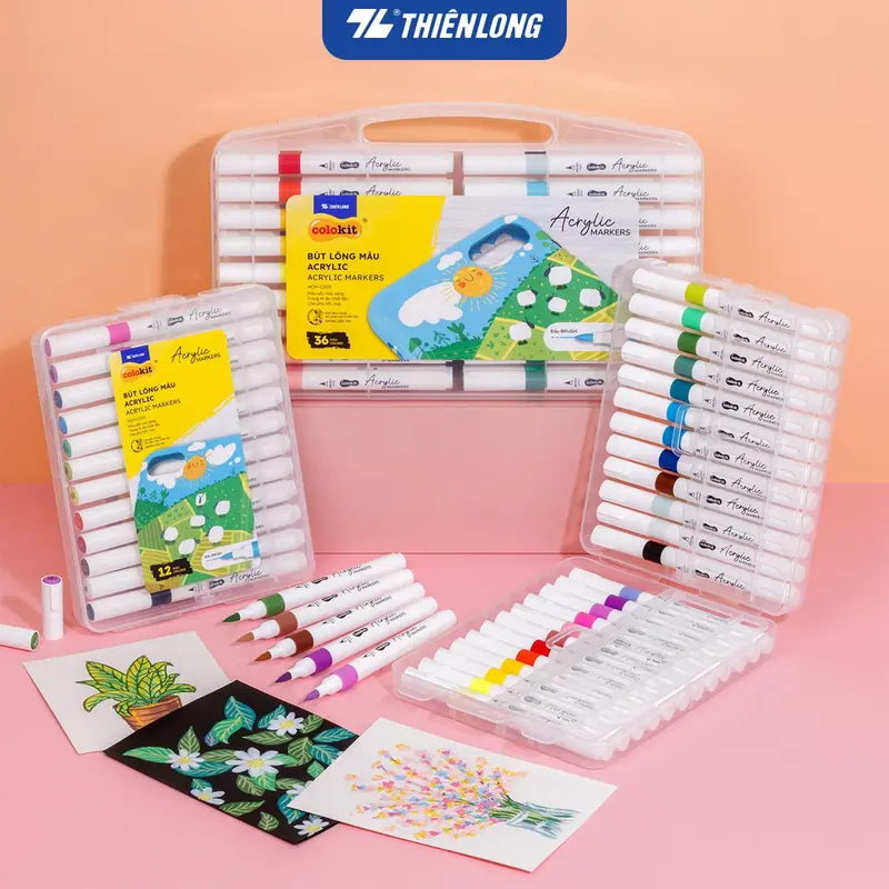 Bút lông 12/24/36 màu - Acrylic Markers 1 đầu ngòi ThiênLong Colokit - Màu sắc tươi sáng Trang trí đa chất liệu 1