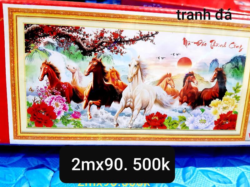 tranh đính đá mã Đáo thành công. tranh về tự gắn đá. ngựa đào Hiện đại ,Làm Đồ Handmade Thêu Chữ