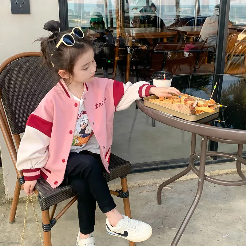 Áo Khoác Bé Gái, Đồng Phục Bóng Chày, Phong Cách Phương Tây, Hàng Mới Về 2023, Thời Trang Thường Ngày Cho Bé Gái, Thích Hợp Cho Mùa Xuân Và Mùa Thu, Áo Hoạt Hình, Áo Khoác Trẻ Em 1