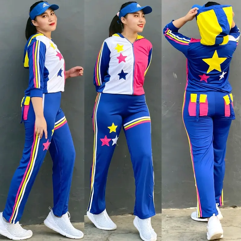 Stelan Olahraga Pelangi Biru Kombinasi 1