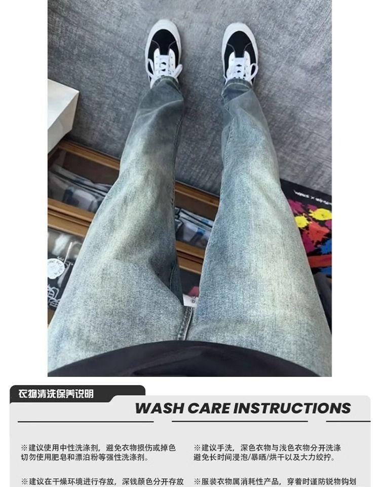 Product Introduction of Quần Jean Mỏng Màu Xanh Dương, Phong Cách Cổ Điển Dành Cho Nam Giới, Dài, Trang Phục OOTD, Quần Đường Phố Cao Cấp Mỹ, Quần Ống Đứng Machete Cleanfit 6