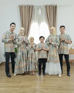 Warna Warni Brand Sarimbit Baju Keluarga Silky Maxi gamis koko motif baju couple pesta  panjang  keluarga  kondangan  dress  pendek  kombinasi  sarimbit  mewah Muslim Pasangan Wanita Ibu Lebaran Dewasa Remaja Setelan Crinkle