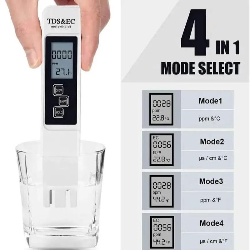3 In 1 Water Quality Detector Pen, Household Drinking Water EC Meter, Temperature Conductivity TDS Test Pen 4